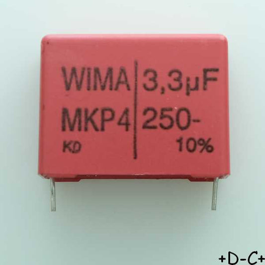 Condensateur film PP MKP4 3.3µF 250VDC 160VAC 13x24x31.5mm pas27.5 10% Wima