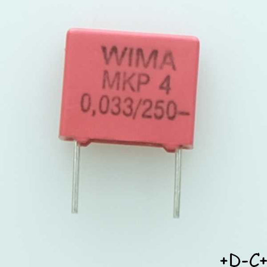 Condensateur film PP MKP4 33nF 250VDC 160VAC 3x8.5x10mm pas7.5 10% Wima