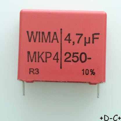 Condensateur film PP MKP4 4.7µF 250VDC 160VAC 15x26x31.5mm pas27.5 10% Wima