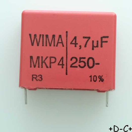Condensateur film PP MKP4 4.7µF 250VDC 160VAC 15x26x31.5mm pas27.5 10% Wima