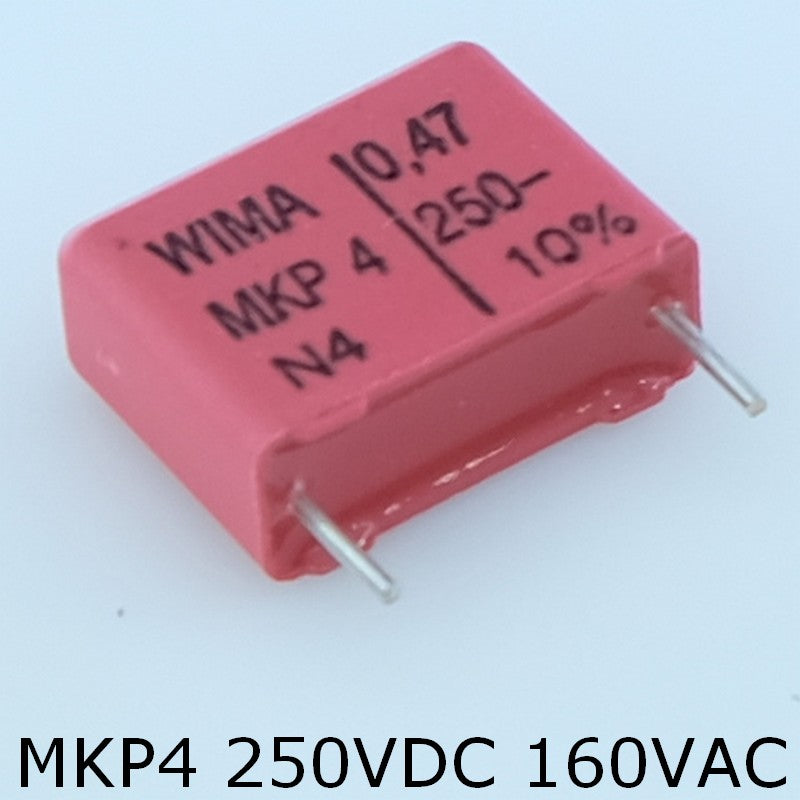 Condensateur film PP MKP4 470nF 250VDC 160VAC 7x14x18mm pas15 10% Wima - Distri-Compo