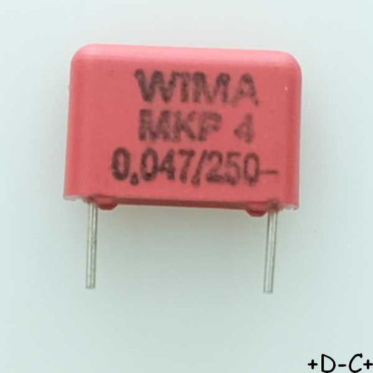 Condensateur film PP MKP4 47nF 250VDC 160VAC 4x9x13mm pas10 5% Wima