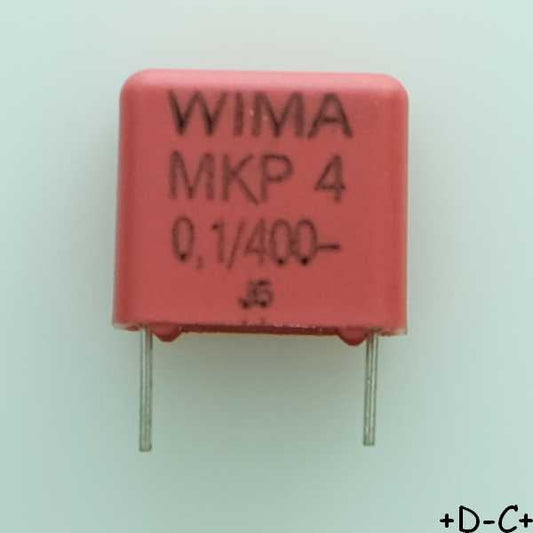 Condensateur film PP MKP4 100nF 400VDC 220VAC 6x12x13mm pas10 5% Wima