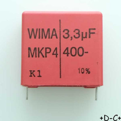 Condensateur film PP MKP4 3.3µF 400VDC 220VAC 17x29x31.5mm pas27.5 10% Wima