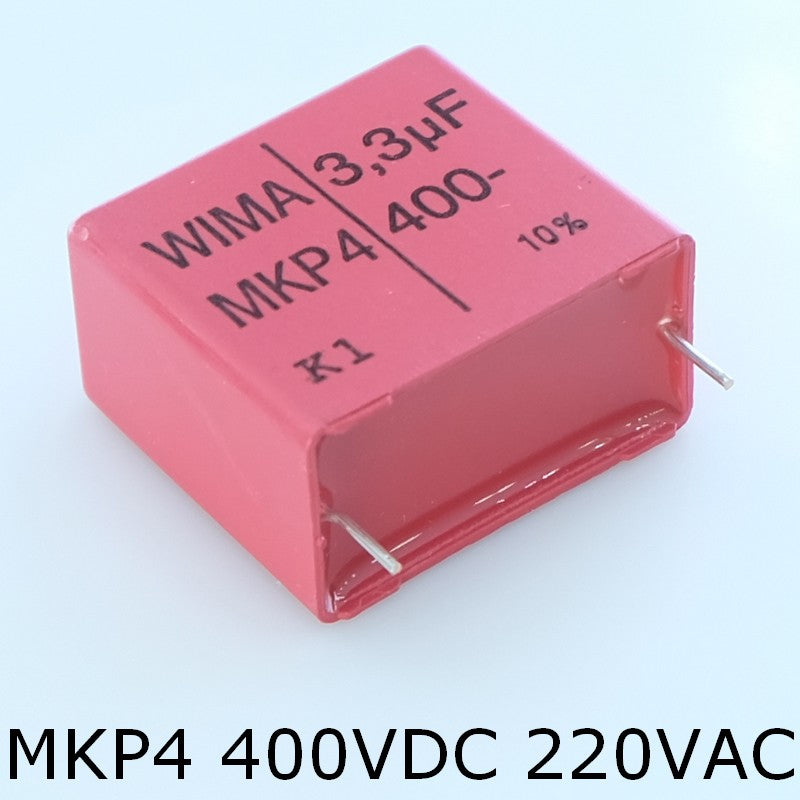 Condensateur film PP MKP4 3.3µF 400VDC 220VAC 17x29x31.5mm pas27.5 10% Wima