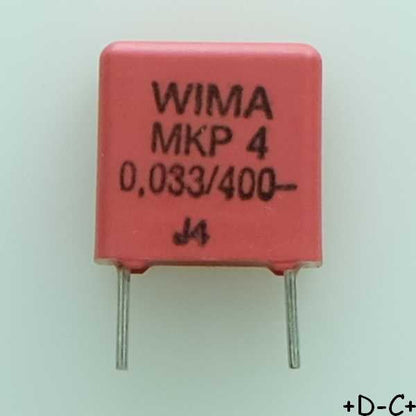 Condensateur film PP MKP4 33nF 400VDC 220VAC 5x10.5x10.3mm pas7.5 5% Wima