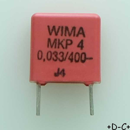 Condensateur film PP MKP4 33nF 400VDC 220VAC 5x10.5x10.3mm pas7.5 5% Wima