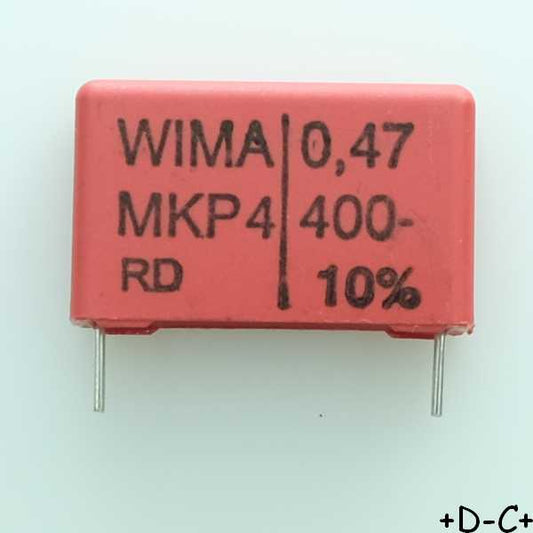 Condensateur film PP MKP4 470nF 400VDC 220VAC 7x16.5x26.5mm pas22.5 10% Wima