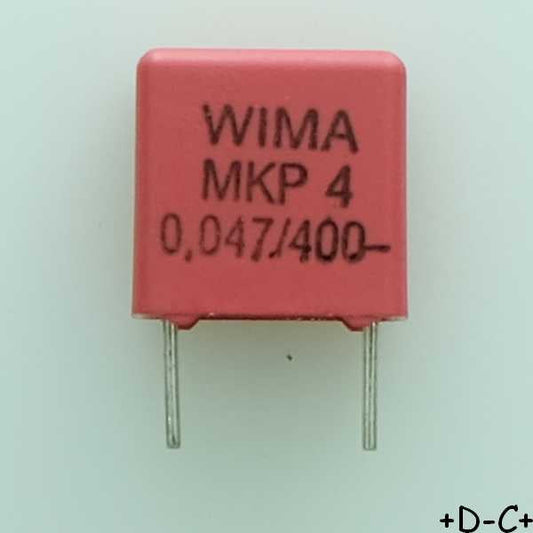 Condensateur film PP MKP4 47nF 400VDC 220VAC 5x10.5x10.3mm pas7.5 10% Wima