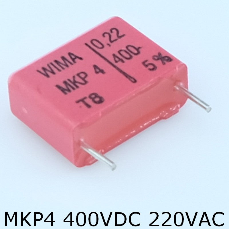 Condensateur film PP MKP4 220nF 400VDC 220VAC 7x14x18mm pas15 5% Wima