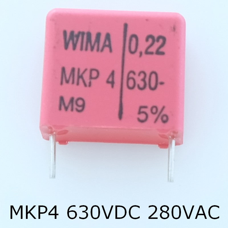 Condensateur film PP MKP4 220nF 630VDC 280VAC 9x16x18mm pas15 5% Wima