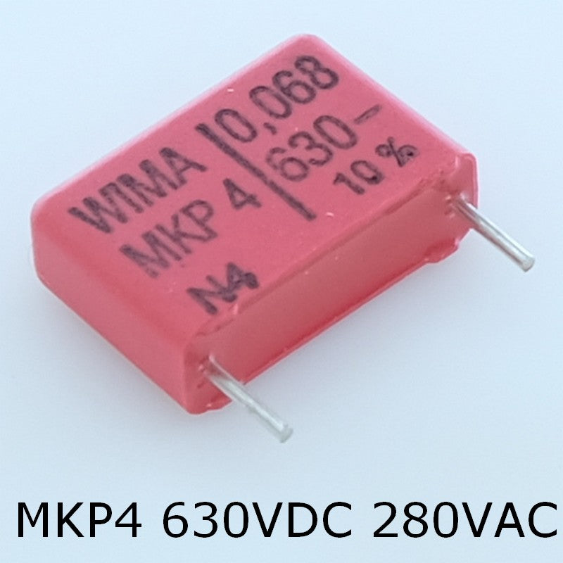 Condensateur film PP MKP4 68nF 630VDC 280VAC 6x12.5x18mm pas15 10% Wima