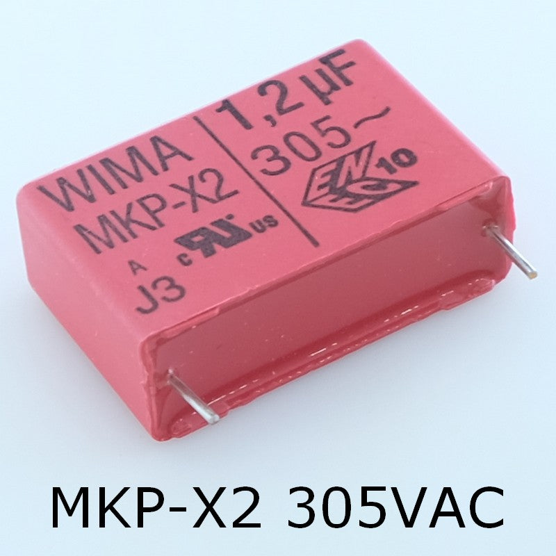 Condensateur film PP MKP-X2 1.2µF 305VAC 11x21x31.5mm pas27.5 10% Wima