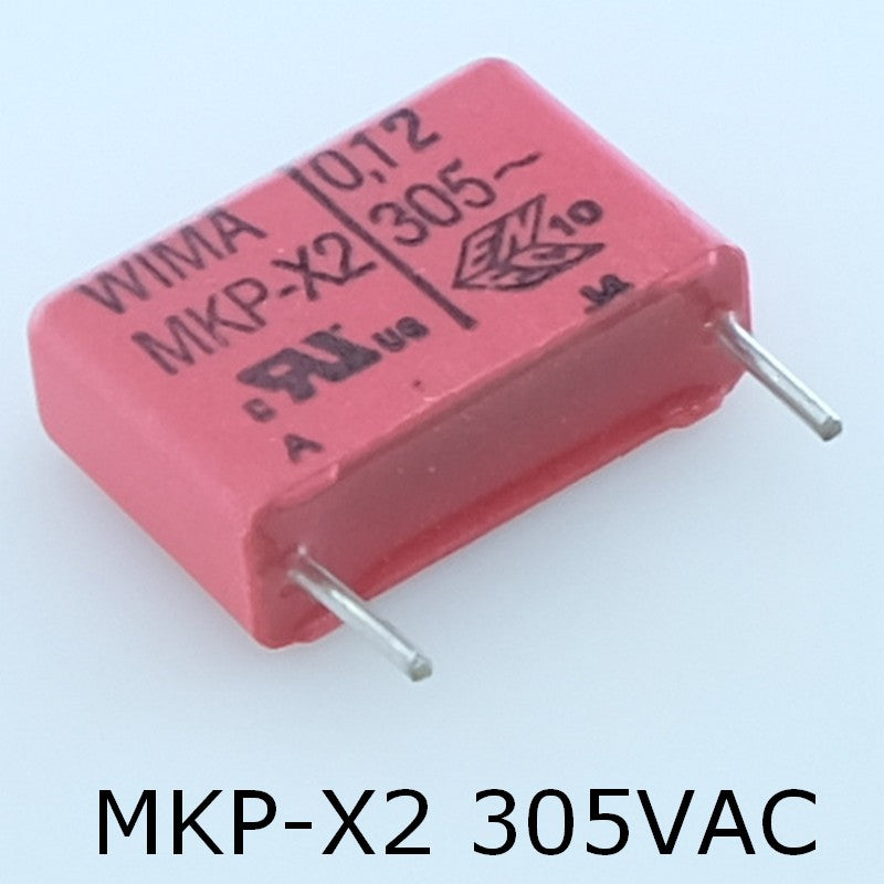 Condensateur film PP MKP-X2 120nF 305VAC 6x12.5x18mm pas15 10% Wima
