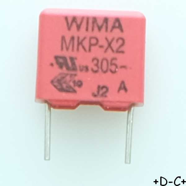 Condensateur film PP MKP-X2 1nF 305VAC 4x9x10mm pas7.5 10% Wima