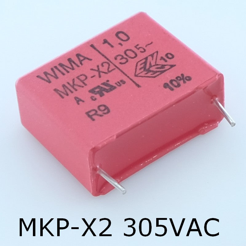 Condensateur film PP MKP-X2 1µF 305VAC 13x24x31.5mm pas27.5 10% Wima