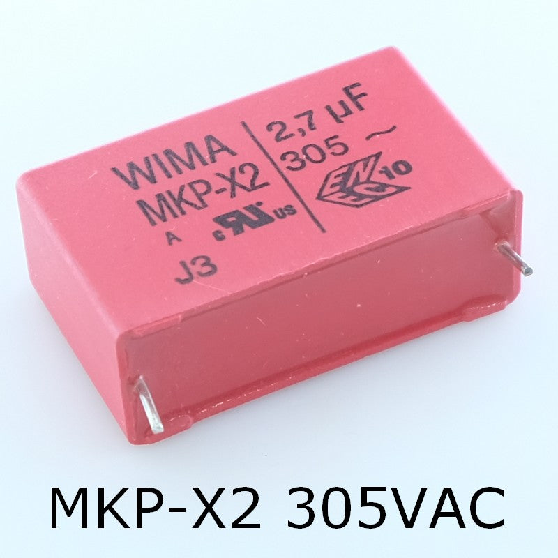 Condensateur film PP MKP-X2 2.7µF 305VAC 15x26x41.5 pas37.5 10% Wima