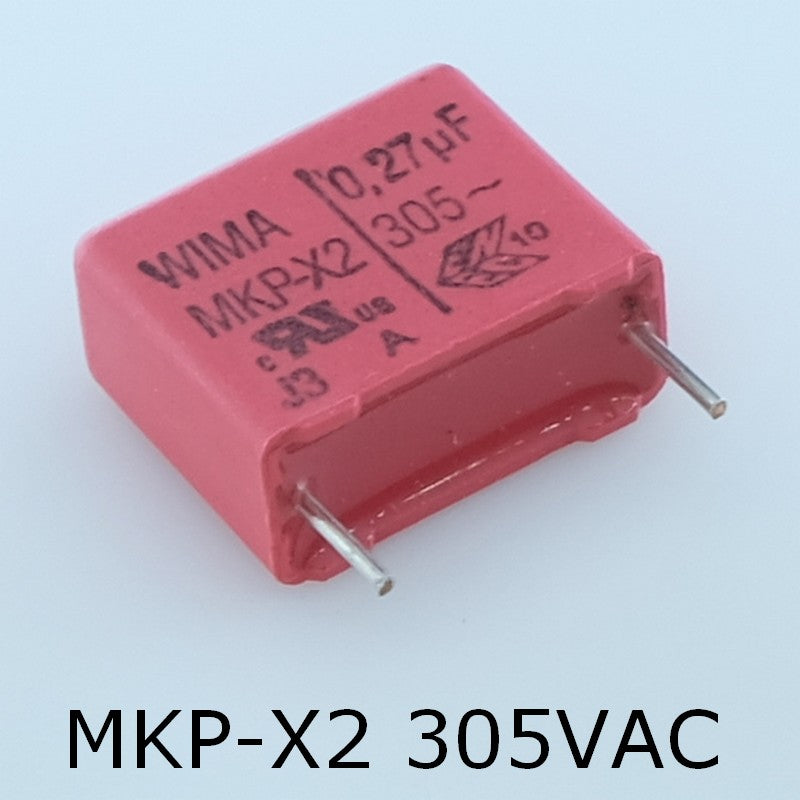 Condensateur film PP MKP-X2 270nF 305VAC 8x15x18mm pas15 10% Wima