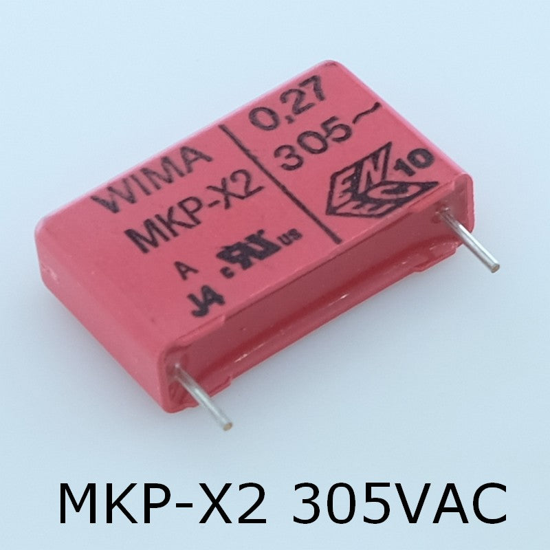 Condensateur film PP MKP-X2 270nF 305VAC 7x16.5x26.5mm pas22.5 10% Wima