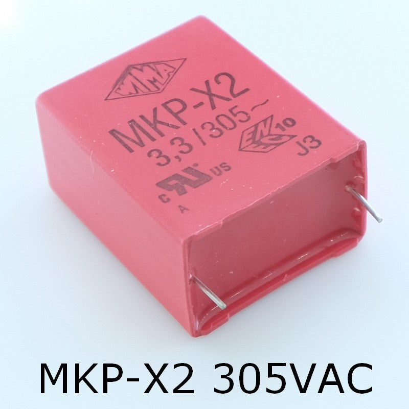 Condensateur film PP MKP-X2 3.3µF 305VAC 20x39.5x31.5mm pas27.5 10% Wima