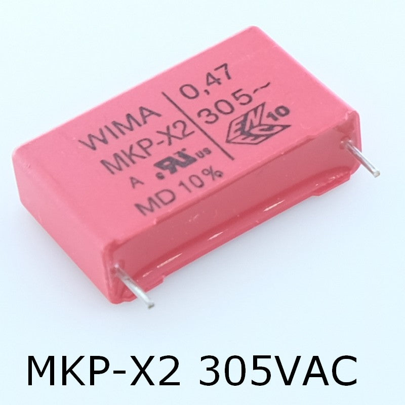 Condensateur film PP MKP-X2 470nF 305VAC 9x19x31.5mm pas27.5 10% Wima