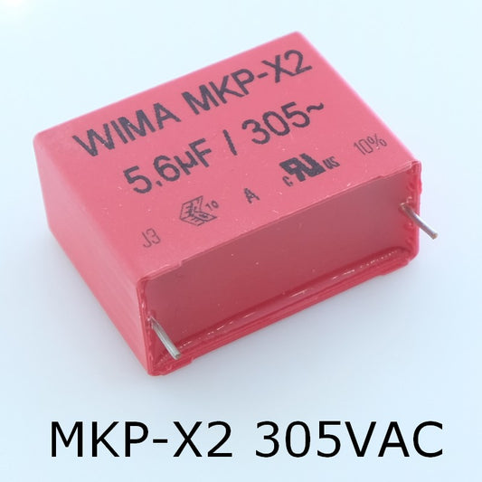 Condensateur film PP MKP-X2 5.6µF 305VAC 20x39.5x41.5mm pas37.5 10% Wima