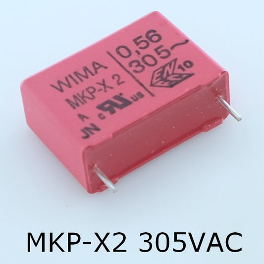 Condensateur film PP MKP-X2 560nF 305VAC 10.5x19x26.5mm pas22.5 10% Wima