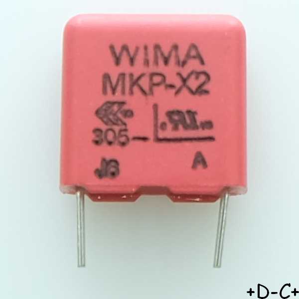 Condensateur film PP MKP-X2 68nF 305VAC 6x12.5x13mm pas10 10% Wima