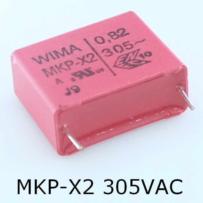 Condensateur film PP MKP-X2 820nF 305VAC 11x21x26.5mm pas22.5 10% Wima