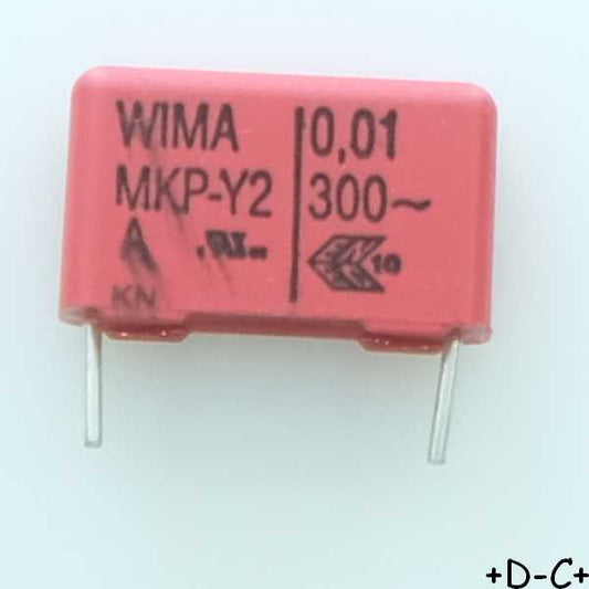 Condensateur RFI PP MKP-Y2 10nF 300VAC 5x11x18mm pas15 Wima