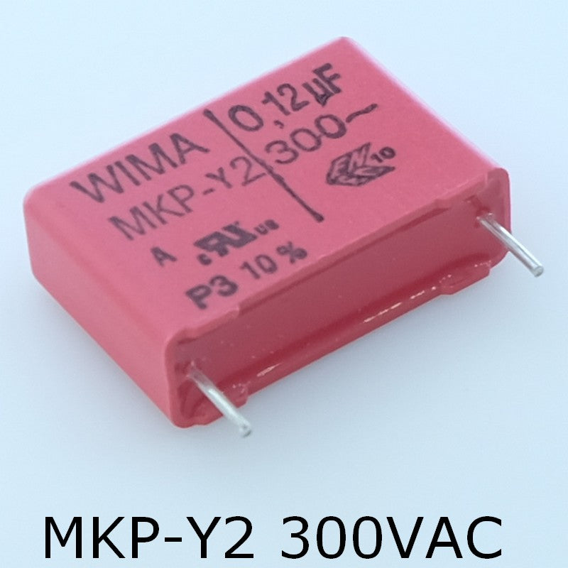 Condensateur RFI PP MKP-Y2 120nF 300VAC 8.5x18.5x26.5mm pas22.5 10% Wima