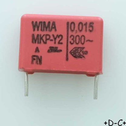 Condensateur RFI PP MKP-Y2 15nF 300VAC 5x11x18mm pas15 Wima