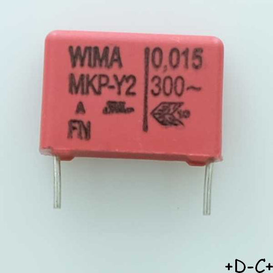 Condensateur RFI PP MKP-Y2 15nF 300VAC 5x11x18mm pas15 Wima