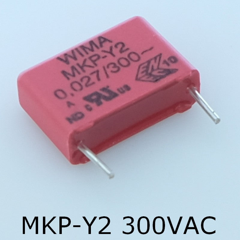 Condensateur RFI PP MKP-Y2 27nF 300VAC 6x12.5x18mm pas15 10% Wima