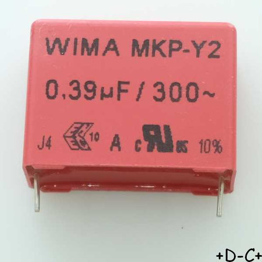 Condensateur RFI PP MKP-Y2 390nF 300VAC 13x24x31.5mm pas27.5 10% Wima