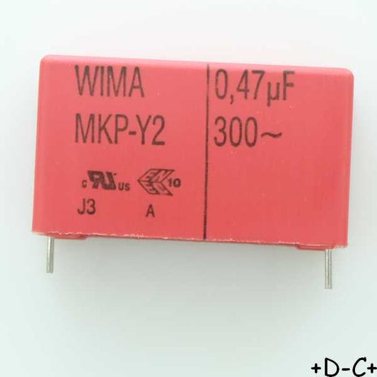 Condensateur RFI PP MKP-Y2 470nF 300VAC 13x24x41.5mm pas37.5 10% Wima