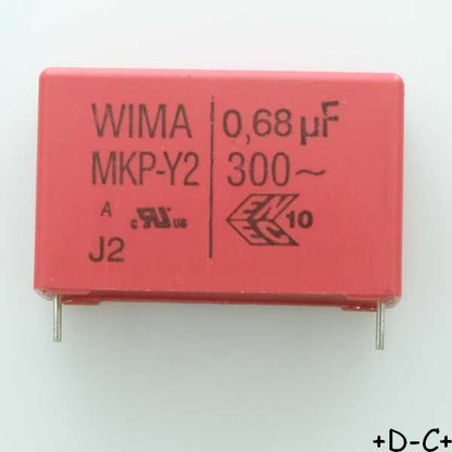 Condensateur RFI PP MKP-Y2 680nF 300VAC 17x29x41.5mm pas37.5 10% Wima