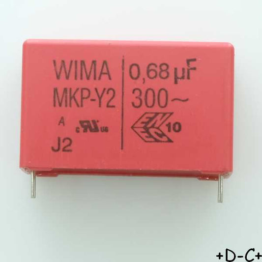Condensateur RFI PP MKP-Y2 680nF 300VAC 17x29x41.5mm pas37.5 10% Wima