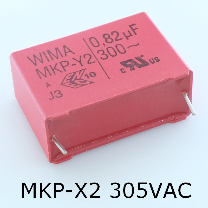 Condensateur RFI PP MKP-Y2 820nF 300VAC 19x32x41.5mm pas37.5 10% Wima