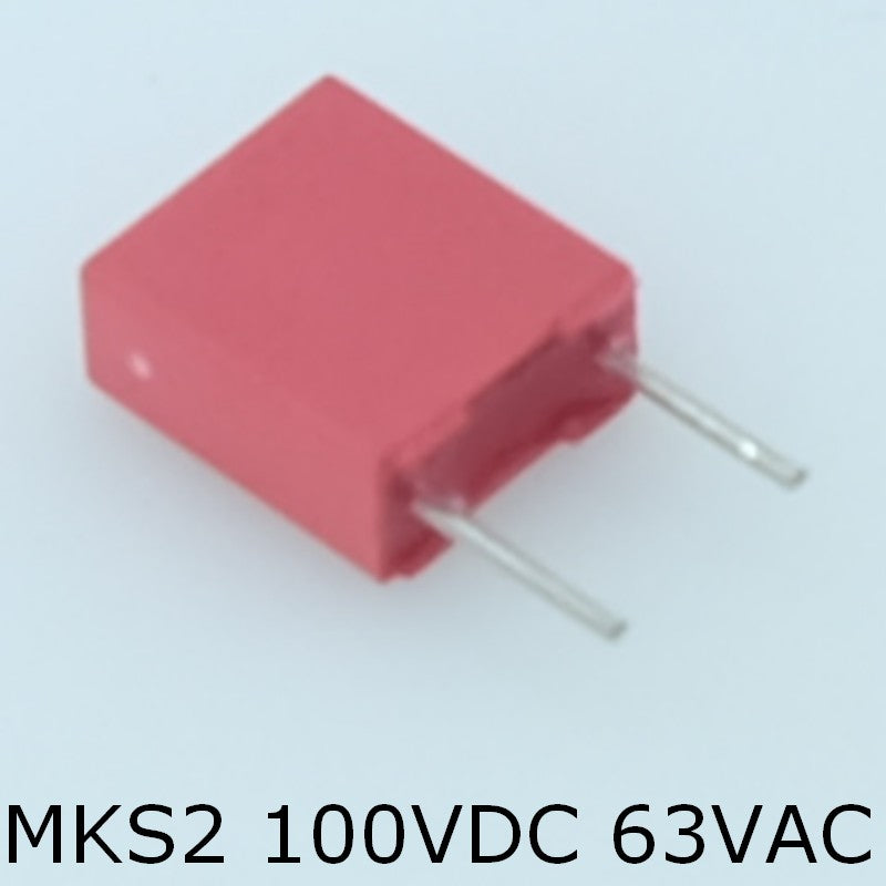 Condensateur film PET MKS2 100nF 100VDC 63VAC 2.5x6.5x7.2mm pas5 10% Wima