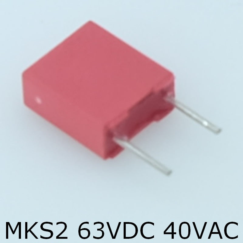 Condensateur film PET MKS2 2.2µF 63VDC 40VAC 7.2x13x7.2mm pas5 Wima