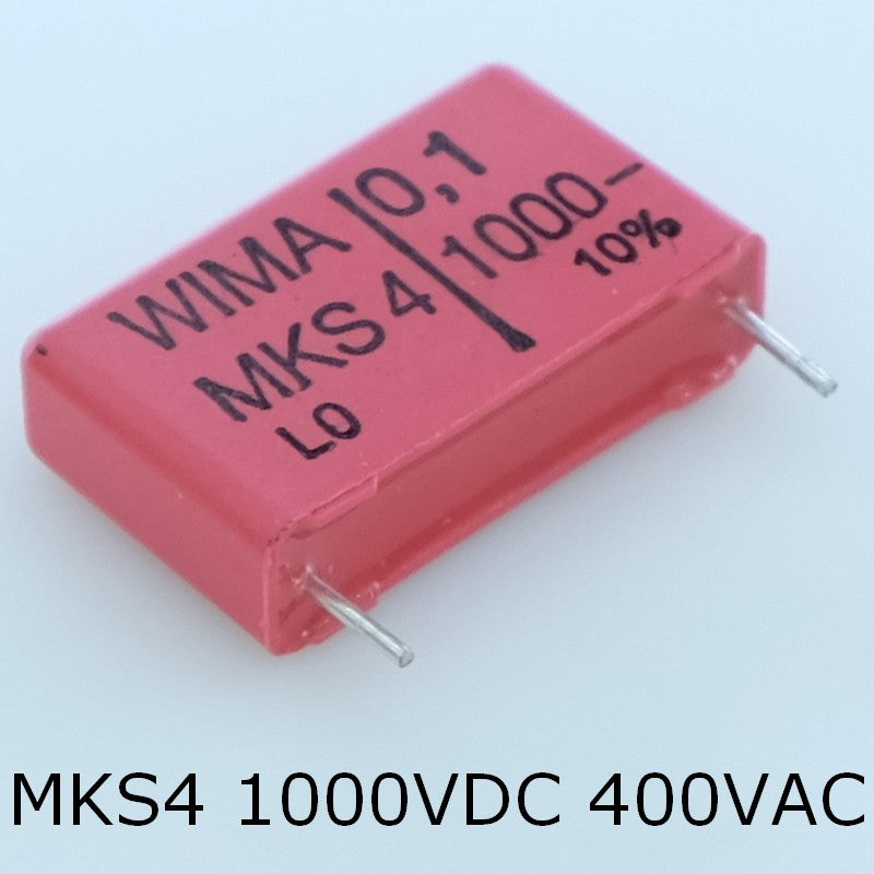 Condensateur film PET MKS4 100nF 1000VDC 400VAC 7x16.5x26.5mm pas22.5 10% Wima