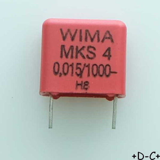 Condensateur film PET MKS4 15nF 1000VDC 400VAC 5x11x13mm pas10 20% Wima