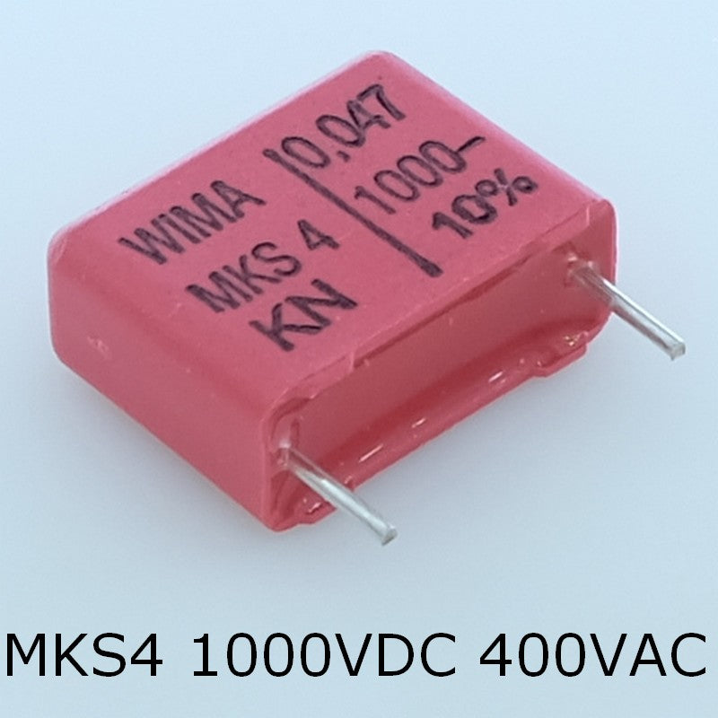 Condensateur film PET MKS4 47nF 1000VDC 400VAC 7x14x18mm pas15 10% Wima