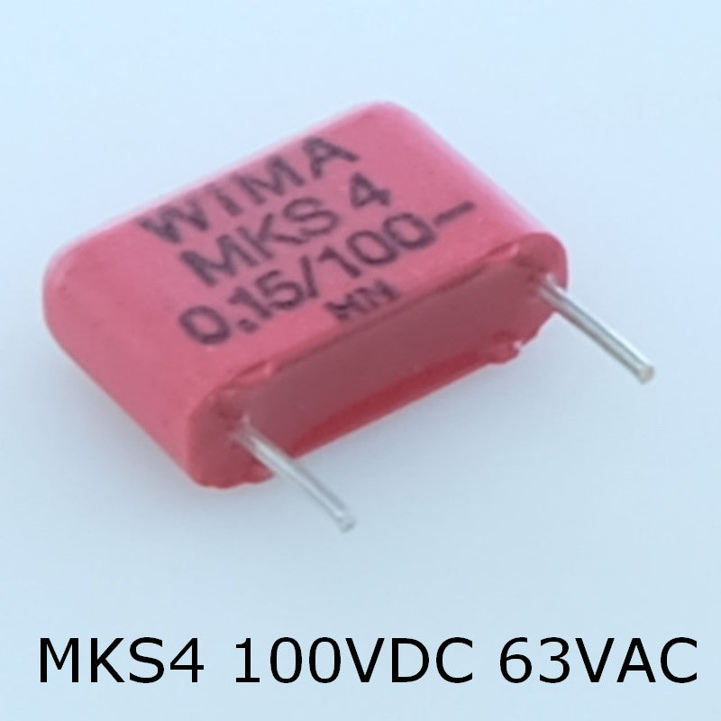 Condensateur film PET MKS4 150nF 100VDC 63VAC 4x9x13mm pas10 10% Wima
