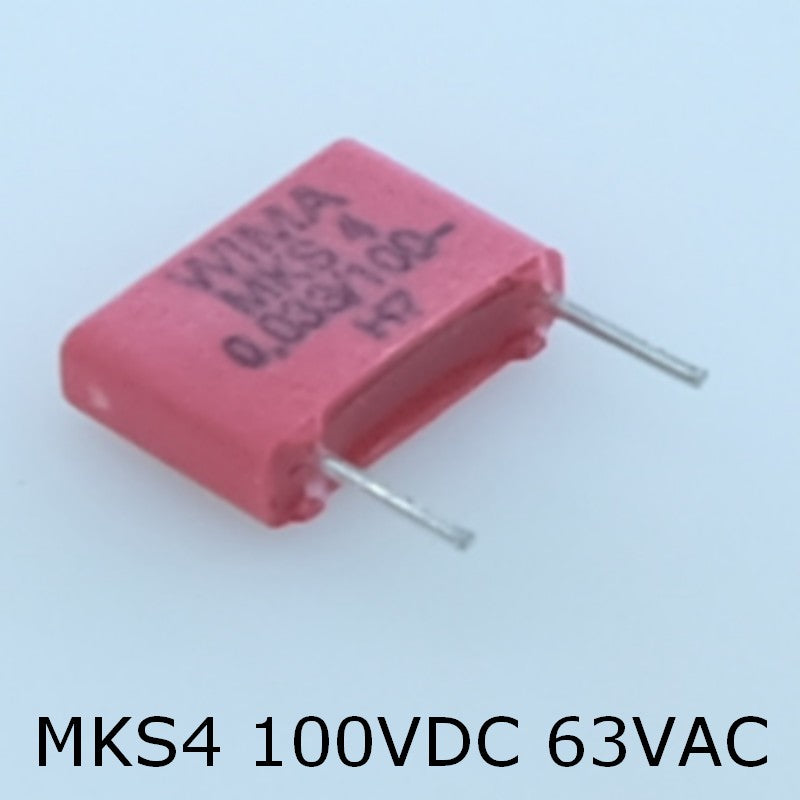 Condensateur film PET MKS4 33nF 100VDC 63VAC 2.5x7x10mm pas7.5 10% Wima