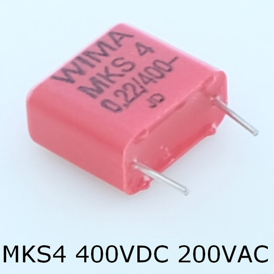 Condensateur film PET MKS4 220nF 400VDC 200VAC 6x12x13mm pas10 10% Wima