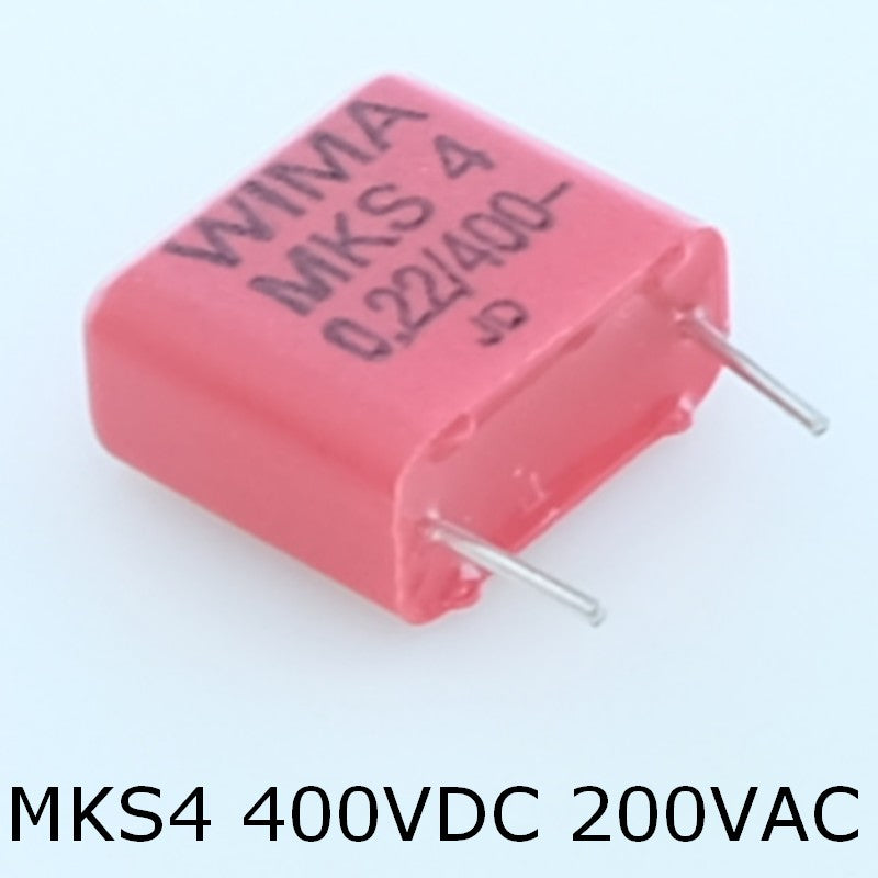 Condensateur film PET MKS4 220nF 400VDC 200VAC 6x12x13mm pas10 10% Wima