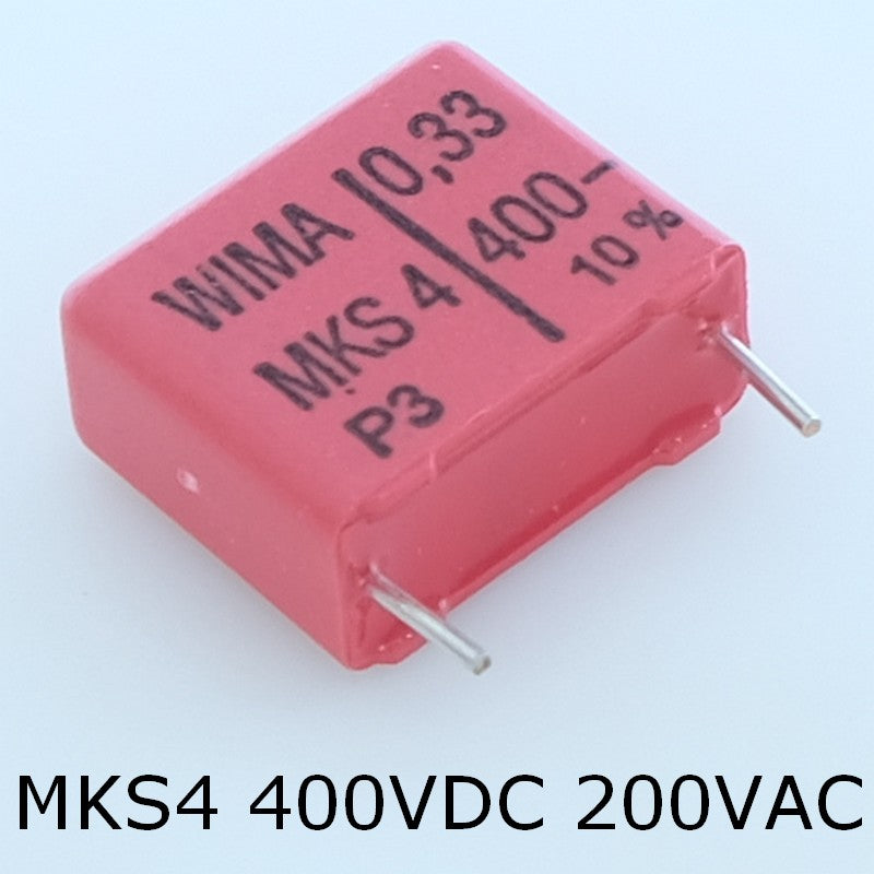 Condensateur film PET MKS4 330nF 400VDC 200VAC 8x15x18mm pas15 10% Wima