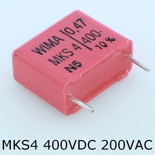 Condensateur film PET MKS4 470nF 400VDC 200VAC 8x15x18mm pas15 10% Wima